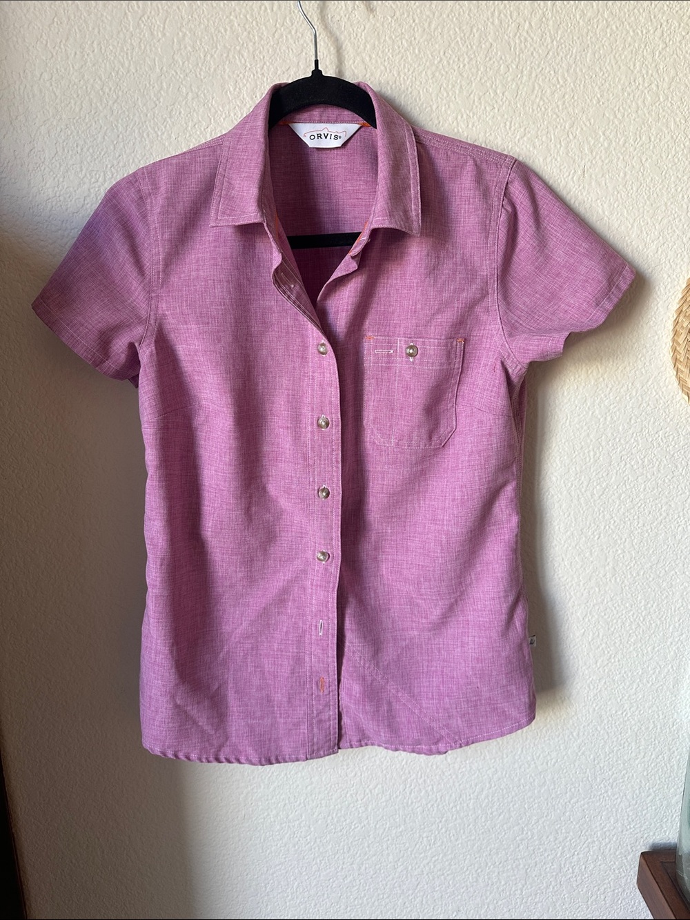 Orvis Short Sleeve Button-Down Shirt in Dusty Rose